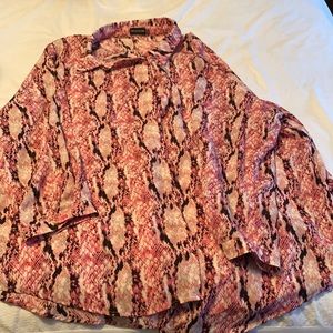 Plus Pink Snake Print Oversized Shirt